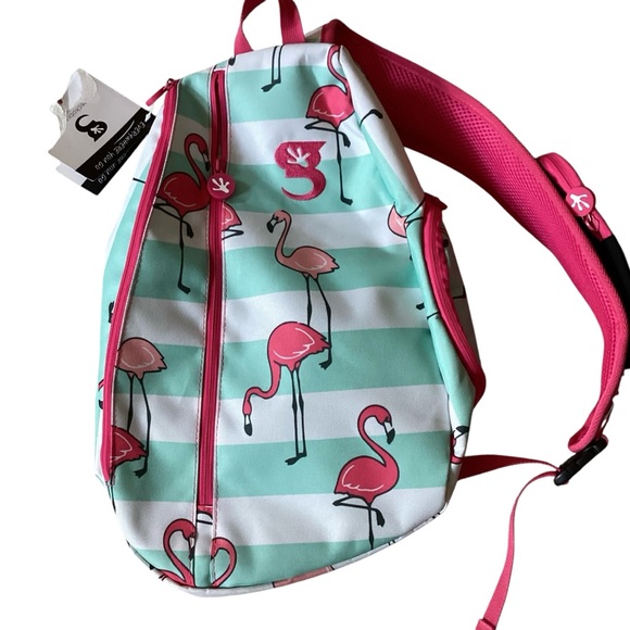 Geckobrands Flamingo Stripe Sling Bag Backpack NWT - Picture 5 of 7